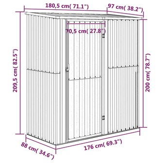 Tuinschuur 180,5x97x209,5 cm gegalvaniseerd staal groen 8
