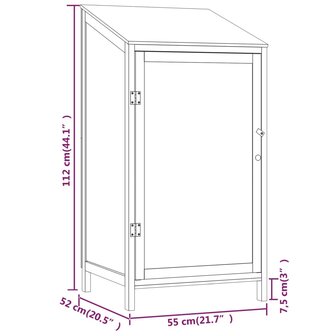 Tuinschuur 55x52x112 cm massief vurenhout antracietkleurig 7