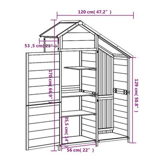 Tuinschuur 120x53,5x170 cm massief grenenhout bruin 8