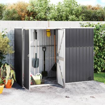 Tuinschuur 225x89x161 cm gegalvaniseerd staal antracietkleurig 1