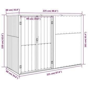 Tuinschuur 225x89x161 cm gegalvaniseerd staal antracietkleurig 7