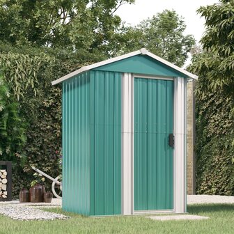 Tuinschuur 126x97,5x177 cm gegalvaniseerd staal groen 1