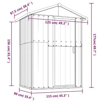 Tuinschuur 126x97,5x177 cm gegalvaniseerd staal antracietkleur 8