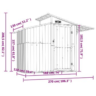 Tuinschuur 270x130x208,5 cm gegalvaniseerd staal groen 7