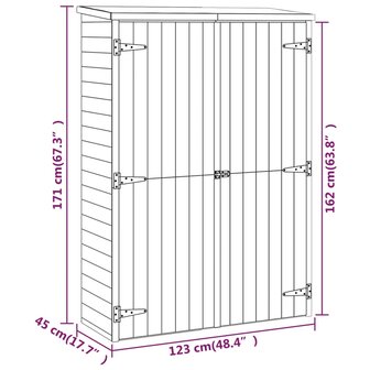 Tuinschuur 123x45x171 cm ge&iuml;mpregneerd massief grenenhout 8