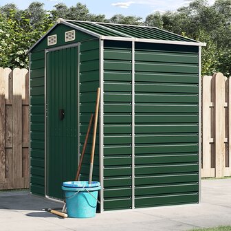 Tuinschuur 191x130x198 cm gegalvaniseerd staal groen 1