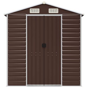 Tuinschuur 191x130x198 cm gegalvaniseerd staal bruin 4