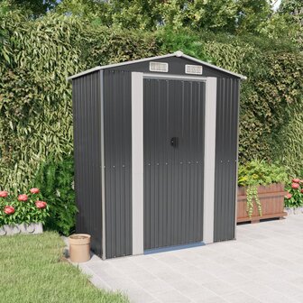 Tuinschuur 192x108x223 cm gegalvaniseerd staal antracietkleurig 1