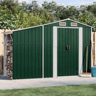 Tuinschuur 277x93x179 cm gegalvaniseerd staal groen 1