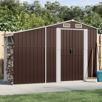 Tuinschuur 277x93x179 cm gegalvaniseerd staal bruin 1