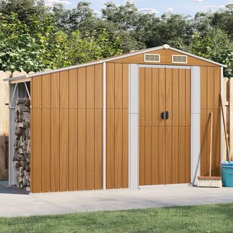 Tuinschuur 277x93x179 cm gegalvaniseerd staal bruin 1