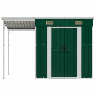 Tuinschuur met verlengd dak 277x110,5x181 cm staal groen 3