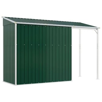 Tuinschuur met verlengd dak 277x110,5x181 cm staal groen 6