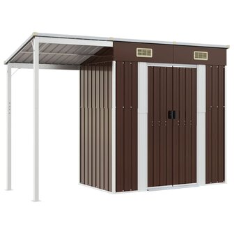 Tuinschuur met verlengd dak 277x110,5x181 cm staal bruin 2