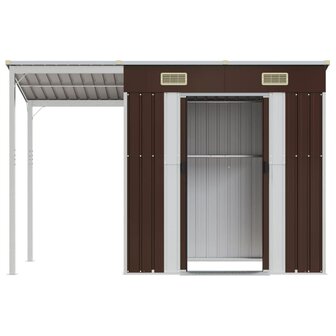 Tuinschuur met verlengd dak 277x110,5x181 cm staal bruin 4