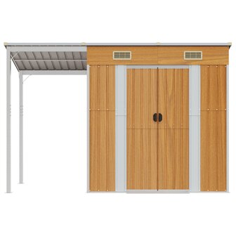 Tuinschuur met verlengd dak 277x110,5x181 cm staal lichtbruin 3
