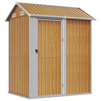 Tuinschuur 192x152,5x237 cm gegalvaniseerd staal lichtbruin 2