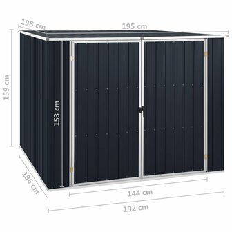 Tuinschuur 195x198x159 cm gegalvaniseerd staal antraciet 8