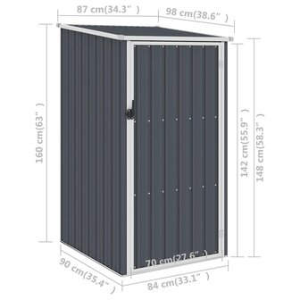 Tuinschuur 87x98x159 cm gegalvaniseerd staal antraciet  7