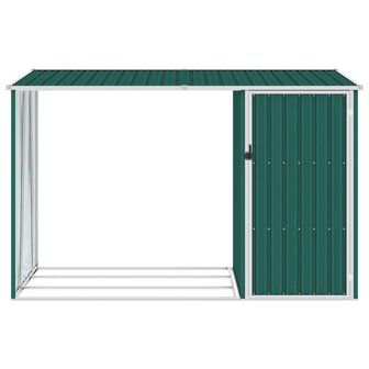Brandhoutschuur 245x98x159 cm gegalvaniseerd staal groen 2
