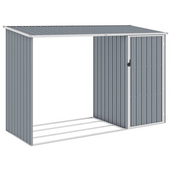 Brandhoutschuur 245x98x159 cm gegalvaniseerd staal grijs 1