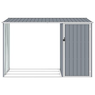 Brandhoutschuur 245x98x159 cm gegalvaniseerd staal grijs 2