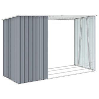 Brandhoutschuur 245x98x159 cm gegalvaniseerd staal grijs 4