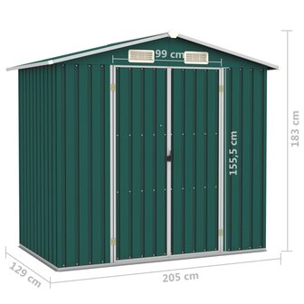 Tuinschuur 205x129x183 cm gegalvaniseerd staal groen  7