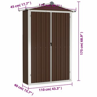 Tuinschuur 116x45x175 cm gegalvaniseerd staal bruin 8