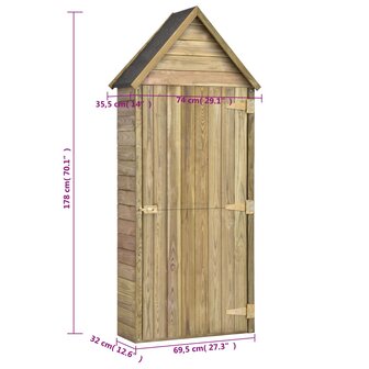 Tuinschuur met deur 69,5x32x178 cm ge&iuml;mpregneerd grenenhout 8