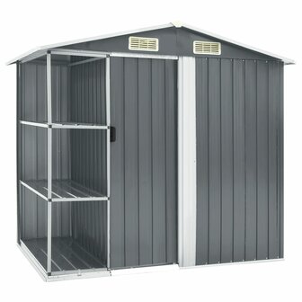 Tuinschuur met rek 205x130x183 cm ijzer grijs 1