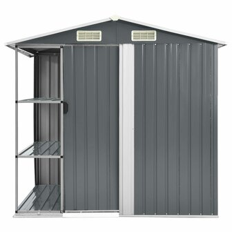 Tuinschuur met rek 205x130x183 cm ijzer grijs 2