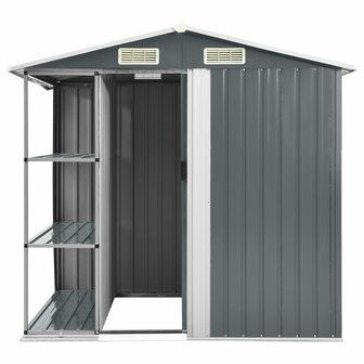 Tuinschuur met rek 205x130x183 cm ijzer grijs 3