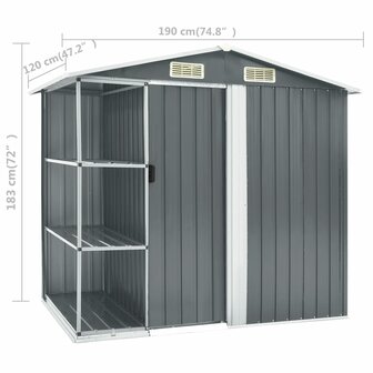 Tuinschuur met rek 205x130x183 cm ijzer grijs 8