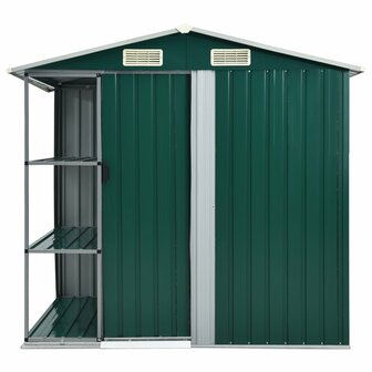 Tuinschuur met rek 205x130x183 cm ijzer groen 2