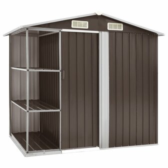 Tuinschuur met rek 205x130x183 cm ijzer bruin 1