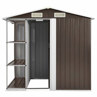 Tuinschuur met rek 205x130x183 cm ijzer bruin 3