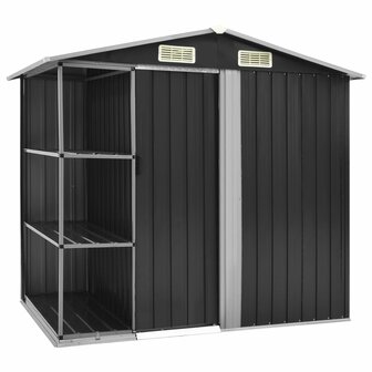 Tuinschuur met rek 205x130x183 cm ijzer antraciet 1