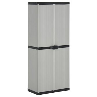 Tuinkast met 3 schappen 68x40x168 cm grijs en zwart 1