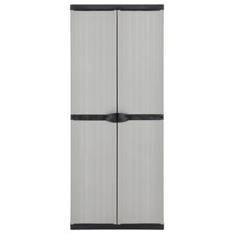 Tuinkast met 3 schappen 68x40x168 cm grijs en zwart 2