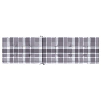 Terrasstoelkussen ruitpatroon (75+105)x50x4 cm grijs 5