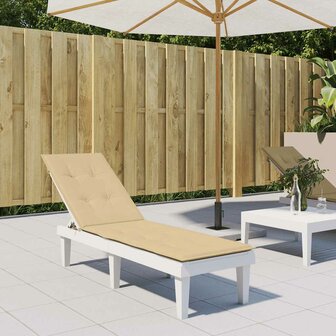 Terrasstoelkussen (75+105)x50x3 cm stof gem&ecirc;leerd beige 3