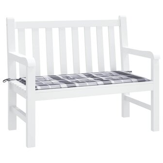 Tuinbankkussen 120x50x3 cm oxford stof ruitpatroon grijs 3