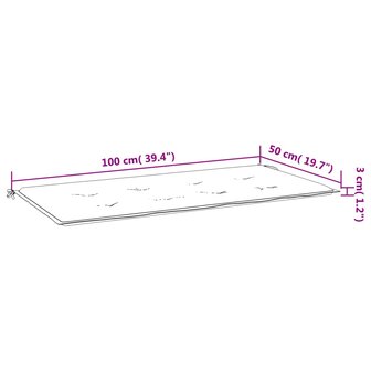 Tuinbankkussen ruitpatroon 100x50x3 cm oxford stof zwart 7