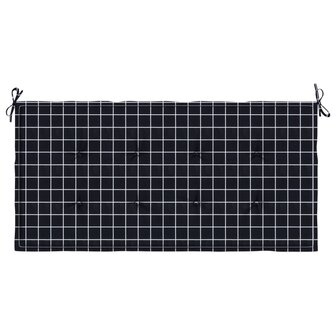 Tuinbankkussen ruitpatroon 120x50x3 cm oxford stof zwart 4