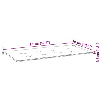 Tuinbankkussen ruitpatroon 120x50x3 cm oxford stof zwart 7