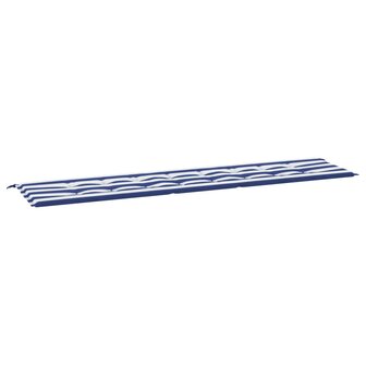 Tuinbankkussen gestreept 200x50x3 cm stof wit en blauw 2