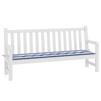 Tuinbankkussen gestreept 200x50x3 cm stof wit en blauw 3