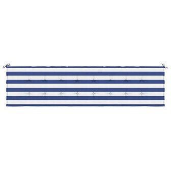 Tuinbankkussen gestreept 200x50x3 cm stof wit en blauw 4
