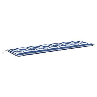 Tuinbankkussen gestreept 200x50x7 cm stof wit en blauw 2